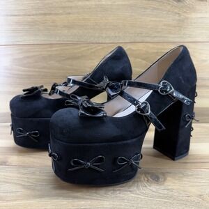 Dola Lovely Platform Heels Mary Janes 10 EU 40 Black Chunky Coquette Grunge Y2K
